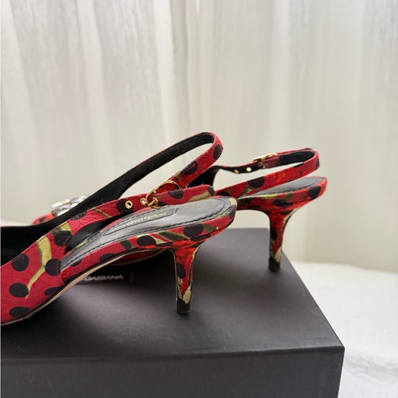 Dolce & Gabbana Red Polka Dot Embellished Heels size 37 - Picture 4 of 11